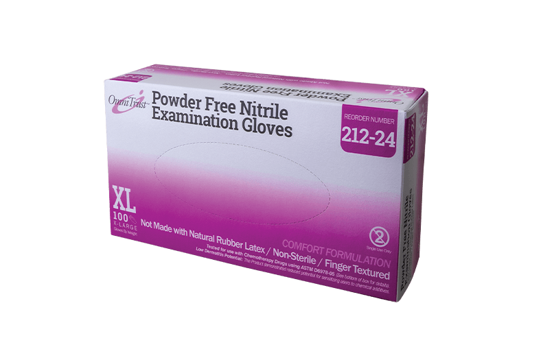 Gloves Exam Nitrile Powder Free OmniTrust Chemo Approved Textured X-Large (100/BX 10BXS/CS) by Omni International LLC  ID 212-24